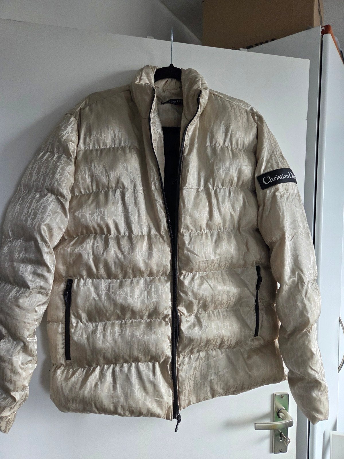 Christian Dior Couture Oblique Puffer Jas XXL – Vintage, Zwart, Overige maten, Gedragen, Ophalen