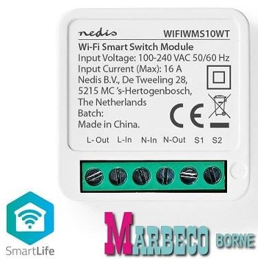 SmartLife Schakelaar Wi-Fi, 3680 W, Kroonsteen aansluiting, Nedis SmartLife, Overige typen, Nieuw, Overige fittingen