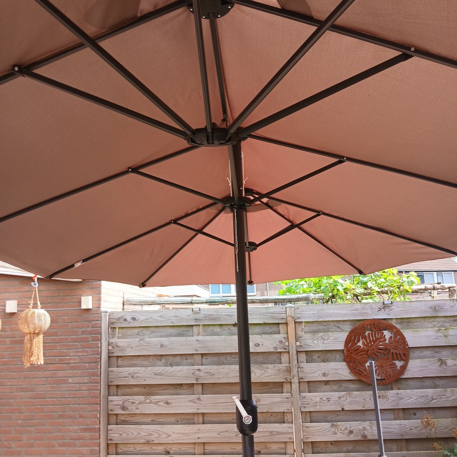 Grote zweefparasol met voet en hoes. 4.40 meter x 2.60, Ophalen, Verstelbaar, Meer dan 4 meter, Zweefparasol