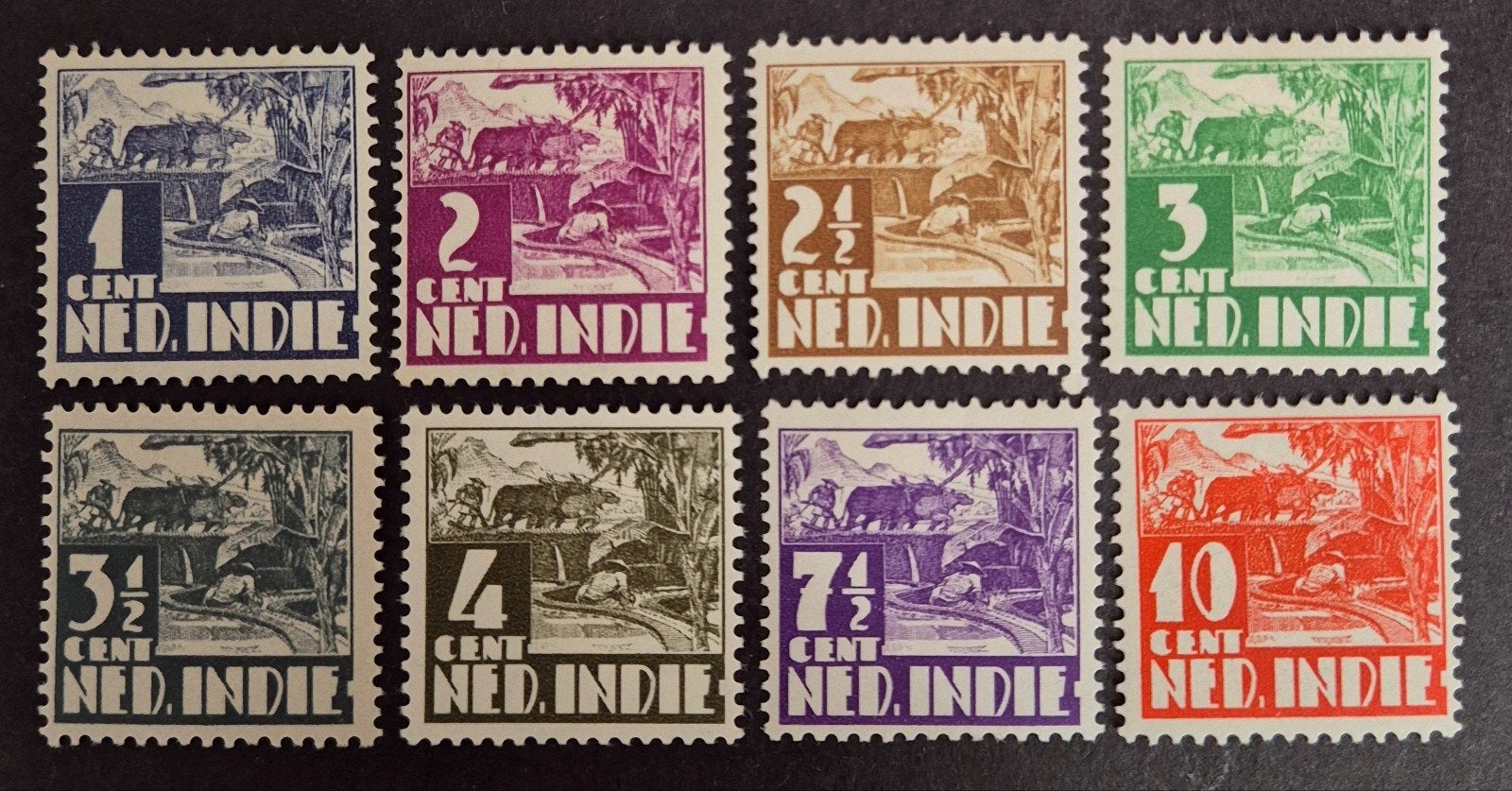 NVPH 186-194 Cijfer Karbouw. Ned.indie., Ophalen of Verzenden, Postfris, Nederlands-Indië