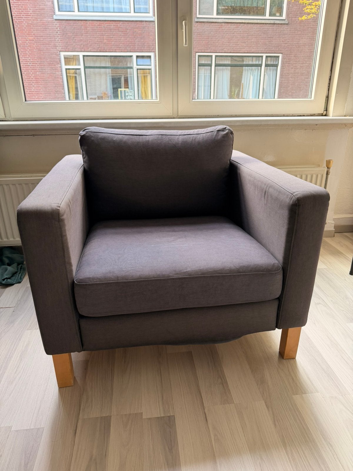 IKEA KARLSTAD Fauteuil / 1-zits Bank – Donkergrijs, Ophalen, Gebruikt, 75 tot 100 cm, 75 tot 100 cm