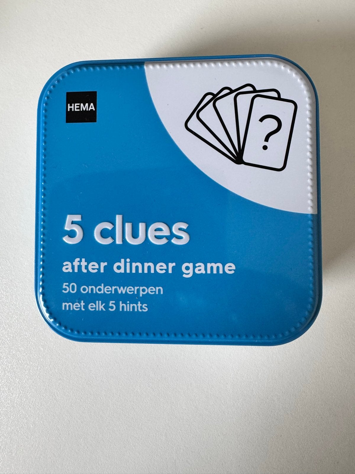 HEMA 5 Clues & Babbelbox, Hobby en Vrije tijd, Een of twee spelers, Ophalen of Verzenden, Zo goed als nieuw, Reisspel