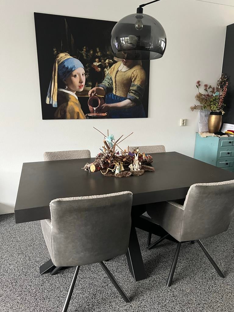 Prachtige Betonlook Eettafel met Matrix poot zgan !, Overige materialen, Zo goed als nieuw, 150 tot 200 cm, Vier personen