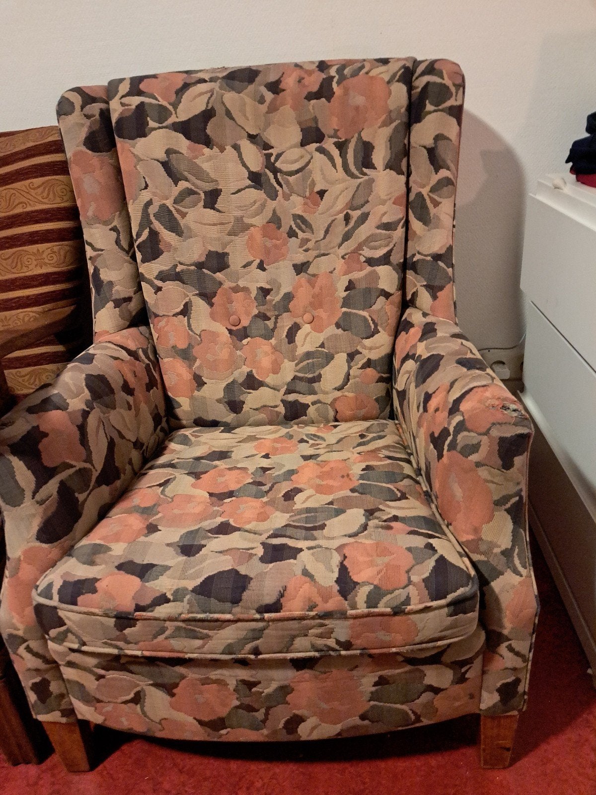 Brocante fauteuil met bloemenprint, Ophalen