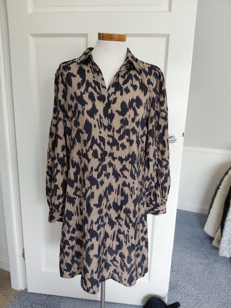 Object leuke blouse jurk ~ Maat 42, Bruin, Ophalen of Verzenden, Zo goed als nieuw, Knielengte