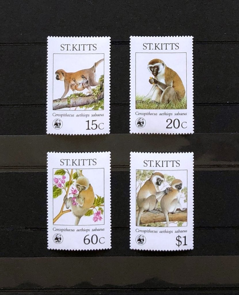 WWF WNF Saint Kitts 1986 Postfris Apen Meerkat, Ophalen of Verzenden, Postfris, Dier of Natuur