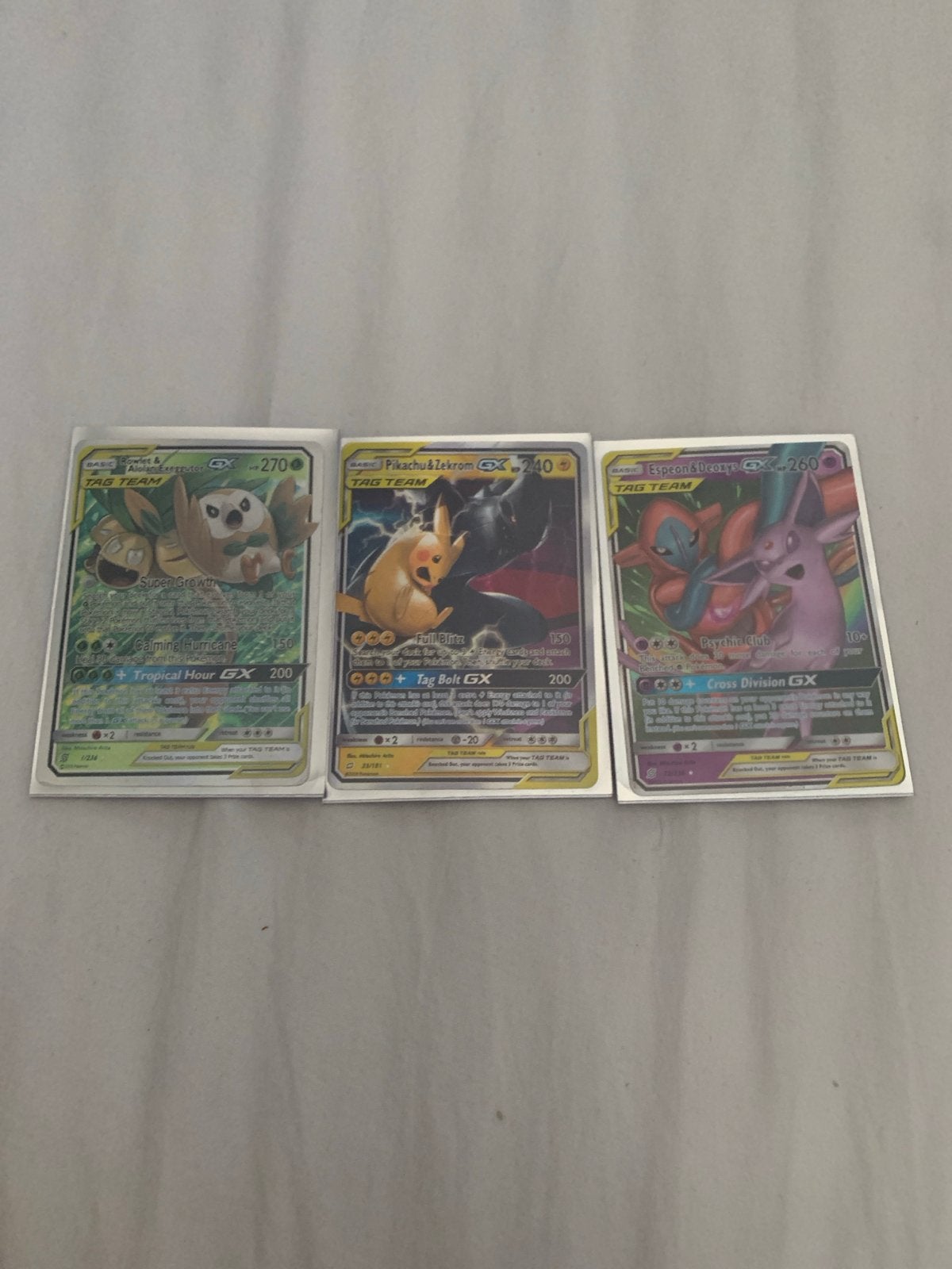 Pokémon GX Tag Team Kaarten - Rowlet & Alolan Exeggutor, Pik, Ophalen of Verzenden, Zo goed als nieuw, Meerdere kaarten
