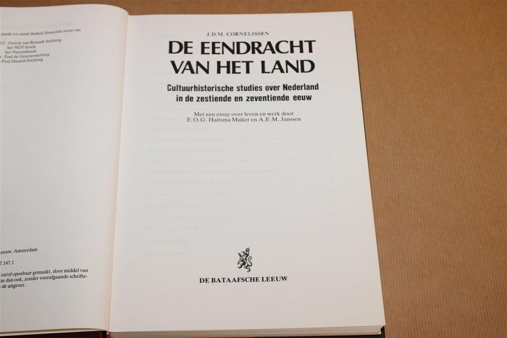 De Eendracht van het Land — Cultuurhistorie 16e & 17e Eeuw, Ophalen of Verzenden, Gelezen