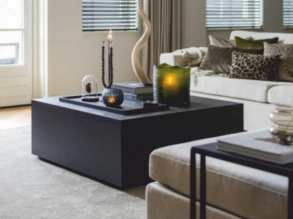 Splinternieuwe eiken fineer salontafel 95x95x40 zwart, Ophalen, Zo goed als nieuw
