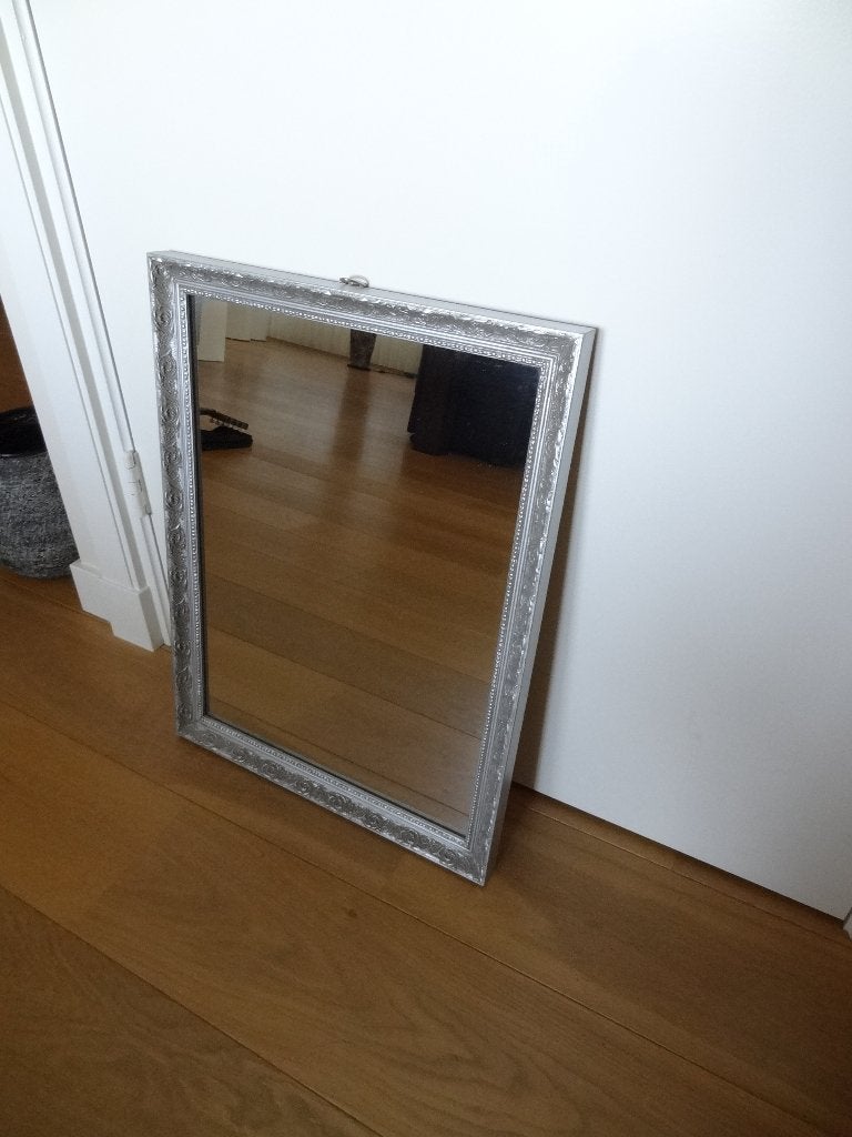 Spiegel zilverkleurig, Ophalen, Minder dan 50 cm, Zo goed als nieuw, Minder dan 100 cm