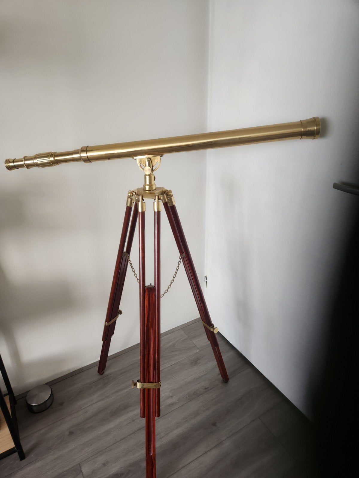 Antieke Messing Telescoop met Houten Statief, Ophalen