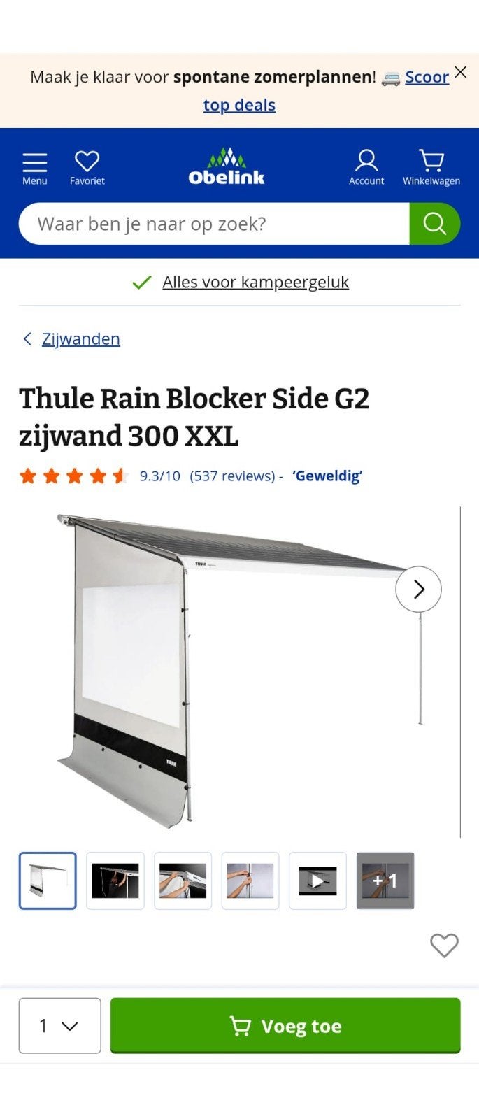 Thule Omnistor 9200 Zijwanden - 300cm uitval, Ophalen, Zo goed als nieuw