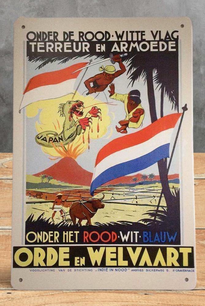 Nederlands Indie Indonesie Propaganda KNIL Metal Wandbord, Verzamelen, Militaria | Tweede Wereldoorlog, Verzenden, Nederland, Embleem of Badge
