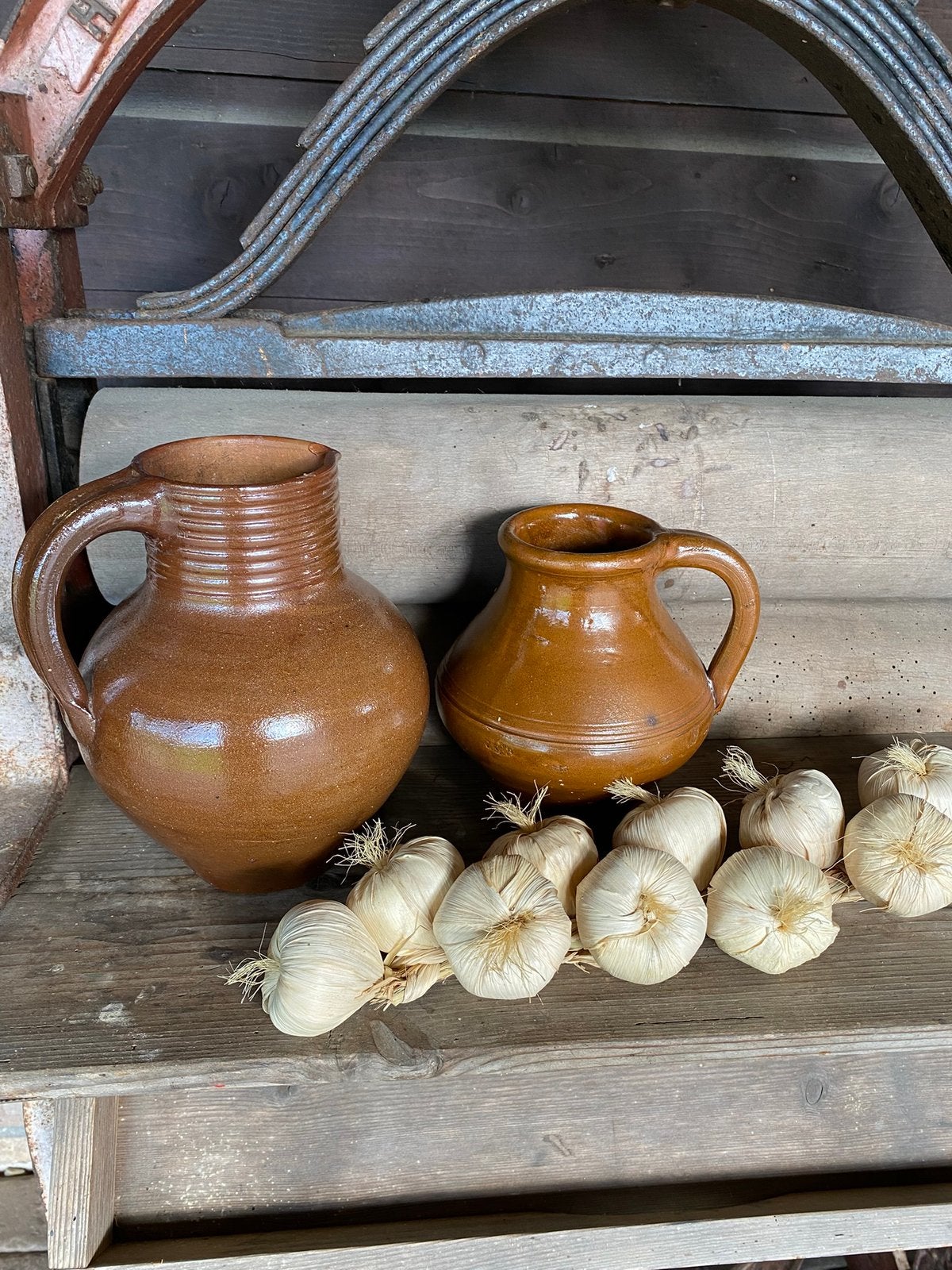 Brocante oude gres kannen., Ophalen of Verzenden