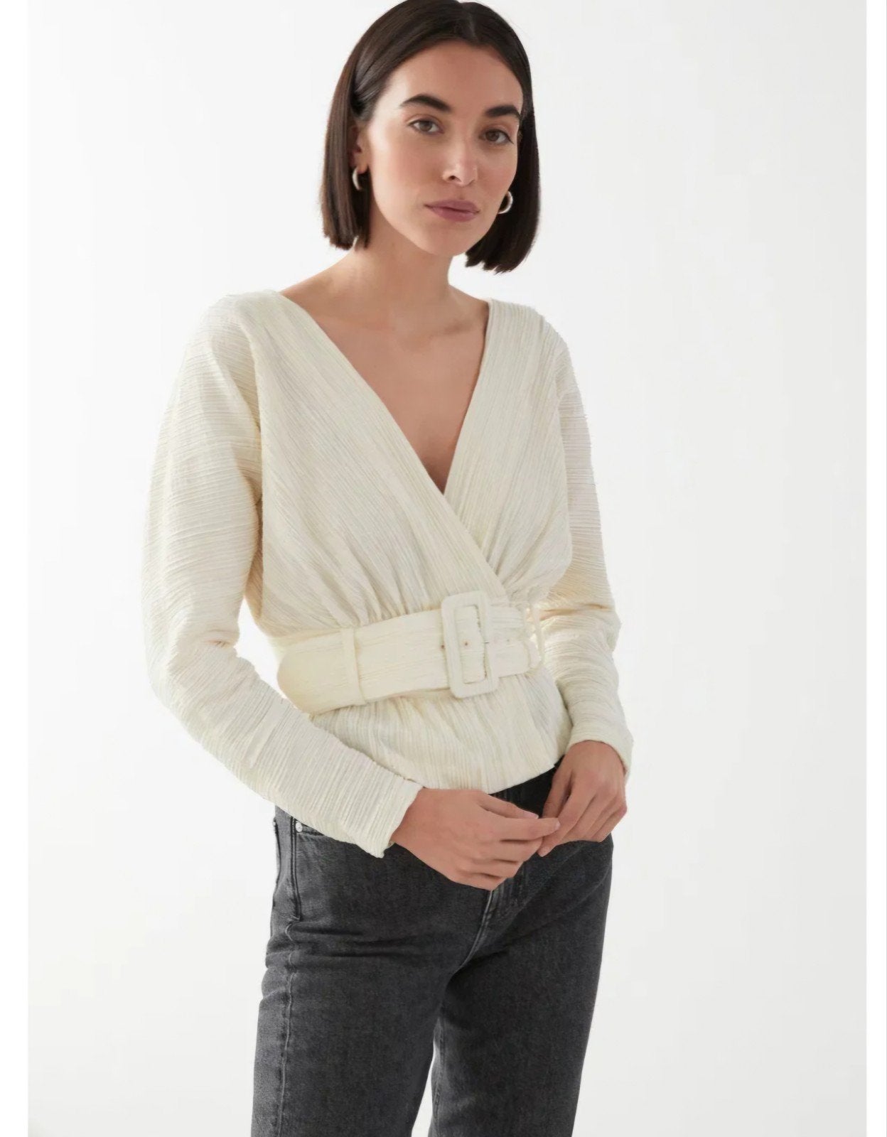 & OTHER STORIES
Belted Dolman Sleeve Wrap Blou, Maat 38/40 (M), Verzenden, Wit, & Other Stories