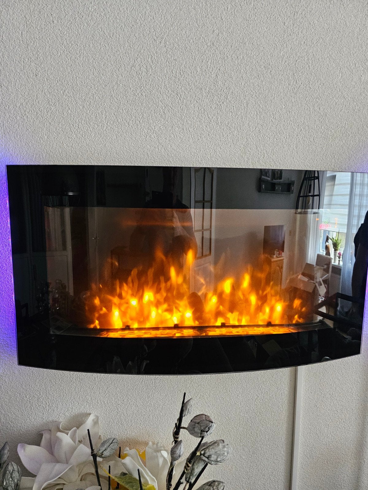 Moderne elektrische wandhaard met vlameffect, Ophalen, Zo goed als nieuw, Hangende haard, Elektrische haard