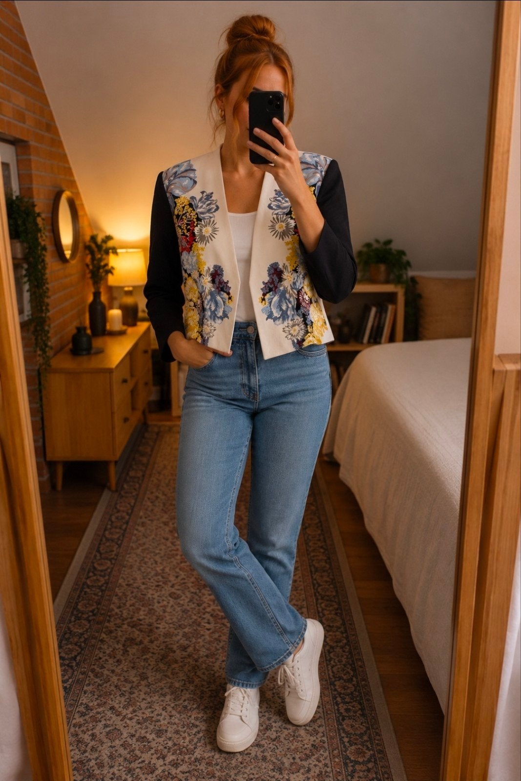 H&M blazer maat 40 met kleurrijke bloemenprint, Maat 38/40 (M), H&M, Meerkleurig, Ophalen of Verzenden