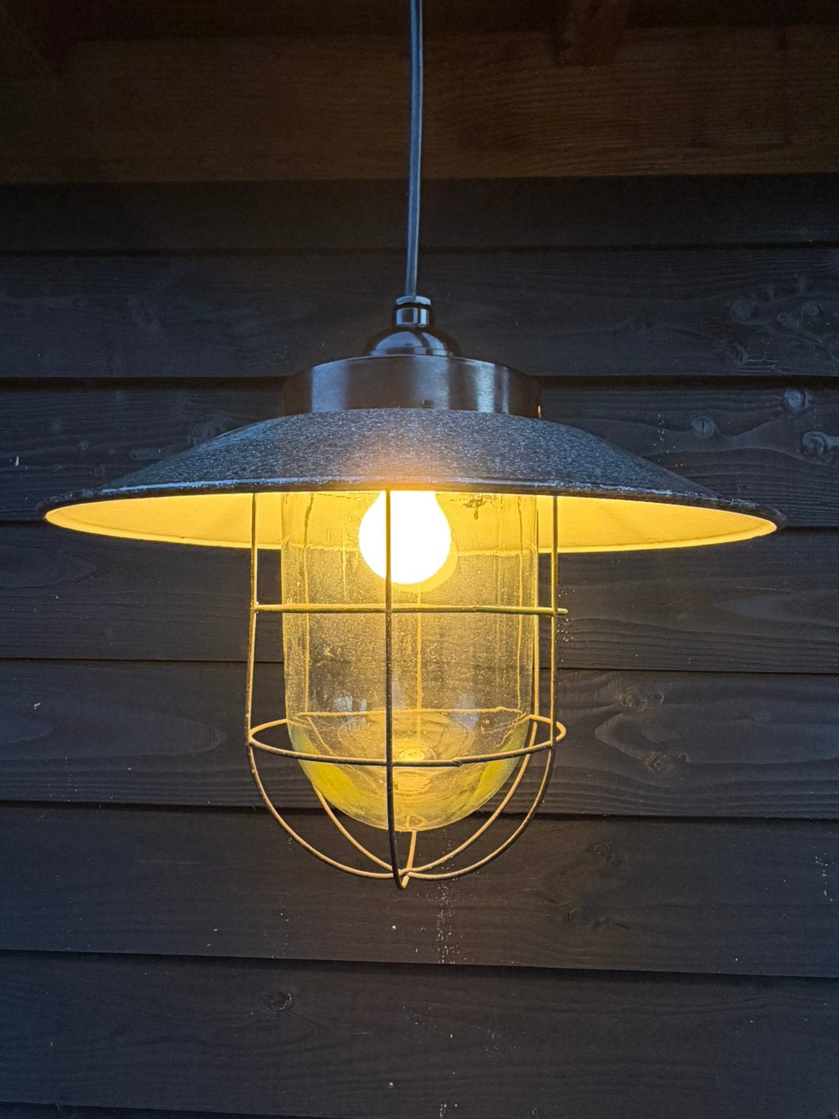 Industrielle hanglamp kooilamp stallamp overkapping lamp, Ophalen, Gebruikt, Glas, Overige fittingen
