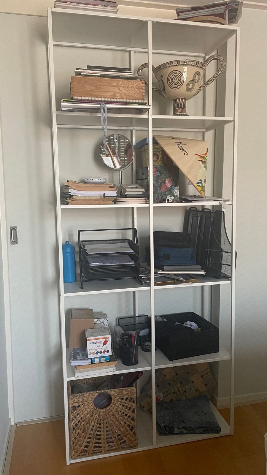 Metalen boekenkast Karwei - Wit, modern en ruim, Ophalen, Met plank(en), Gebruikt, 200 cm of meer