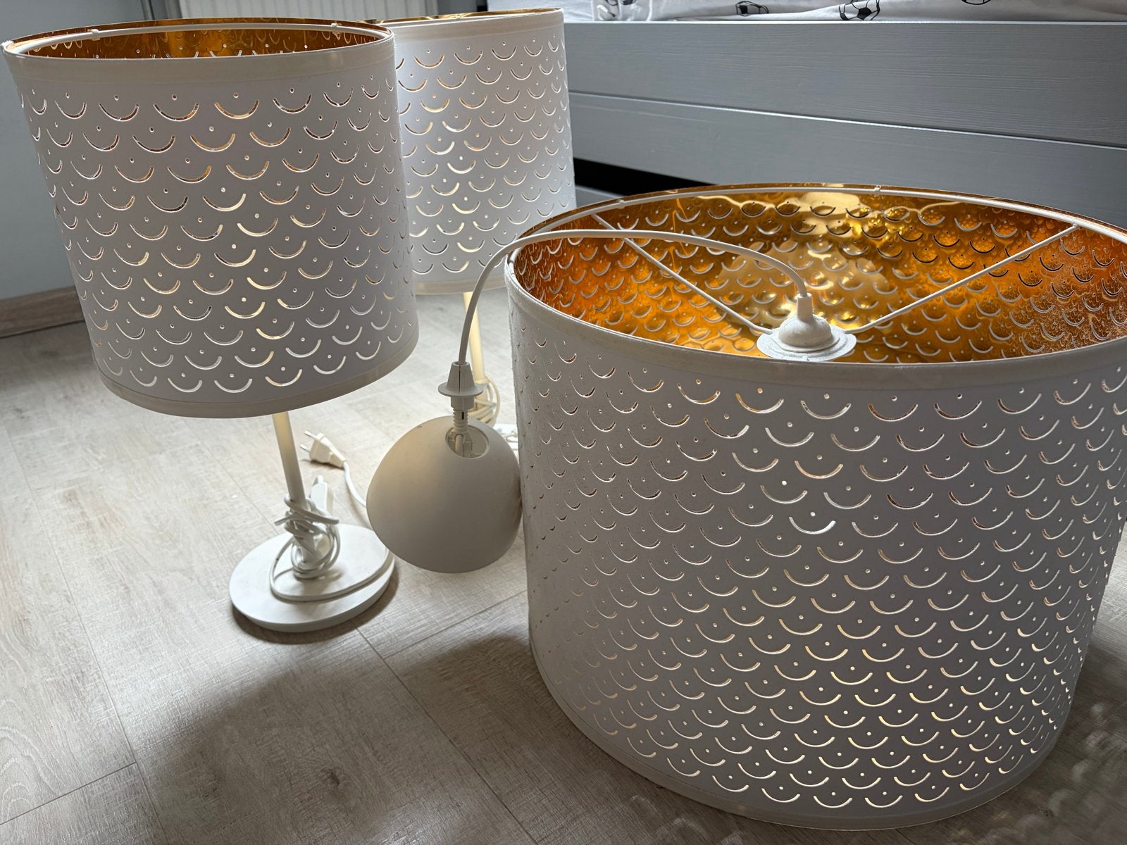 IKEA Nymö lamp + 2 nachtlampjes, Ophalen of Verzenden, Zo goed als nieuw, Wit, IKEA