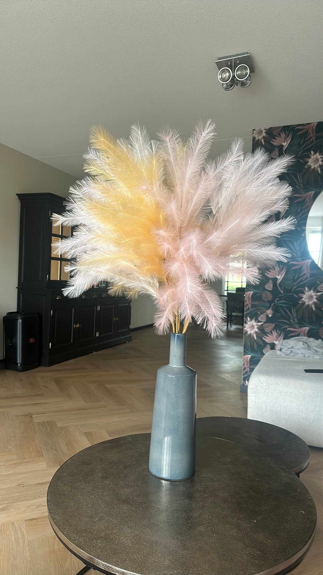 Decoratie vaas met pluimen, Ophalen, Overige kleuren, Minder dan 50 cm, Glas