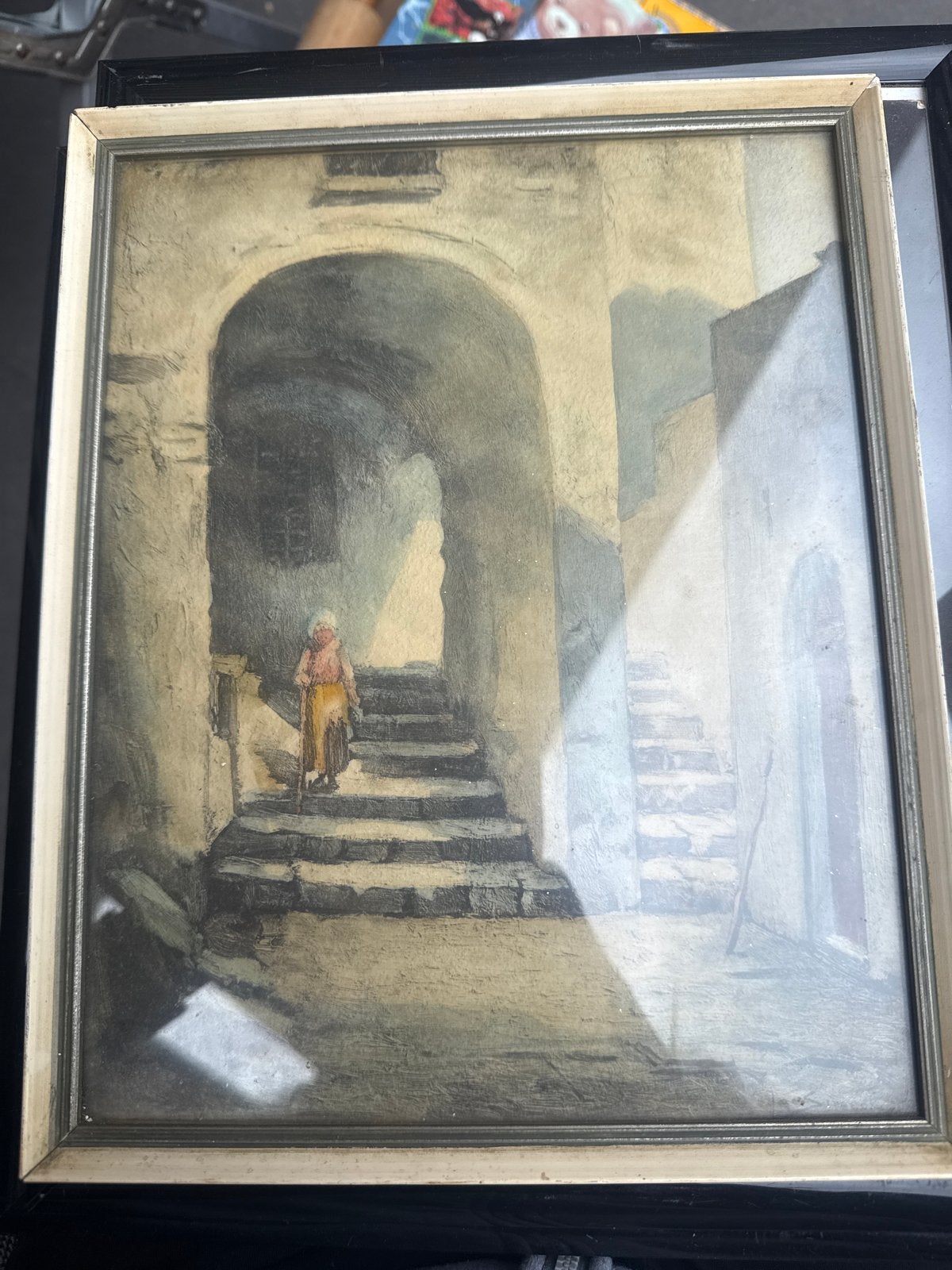 Werk van Jacques Snoeck - Figuur in gewelfde doorgang, Antiek en Kunst, Kunst | Schilderijen | Klassiek, Realistisch, Overige technieken