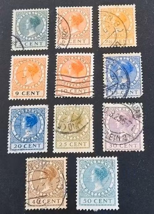 Nederland 1924-1926 - nvph 149-162 - Koningin Wilhelmina ab1, Ophalen of Verzenden, T/m 1940, Gestempeld