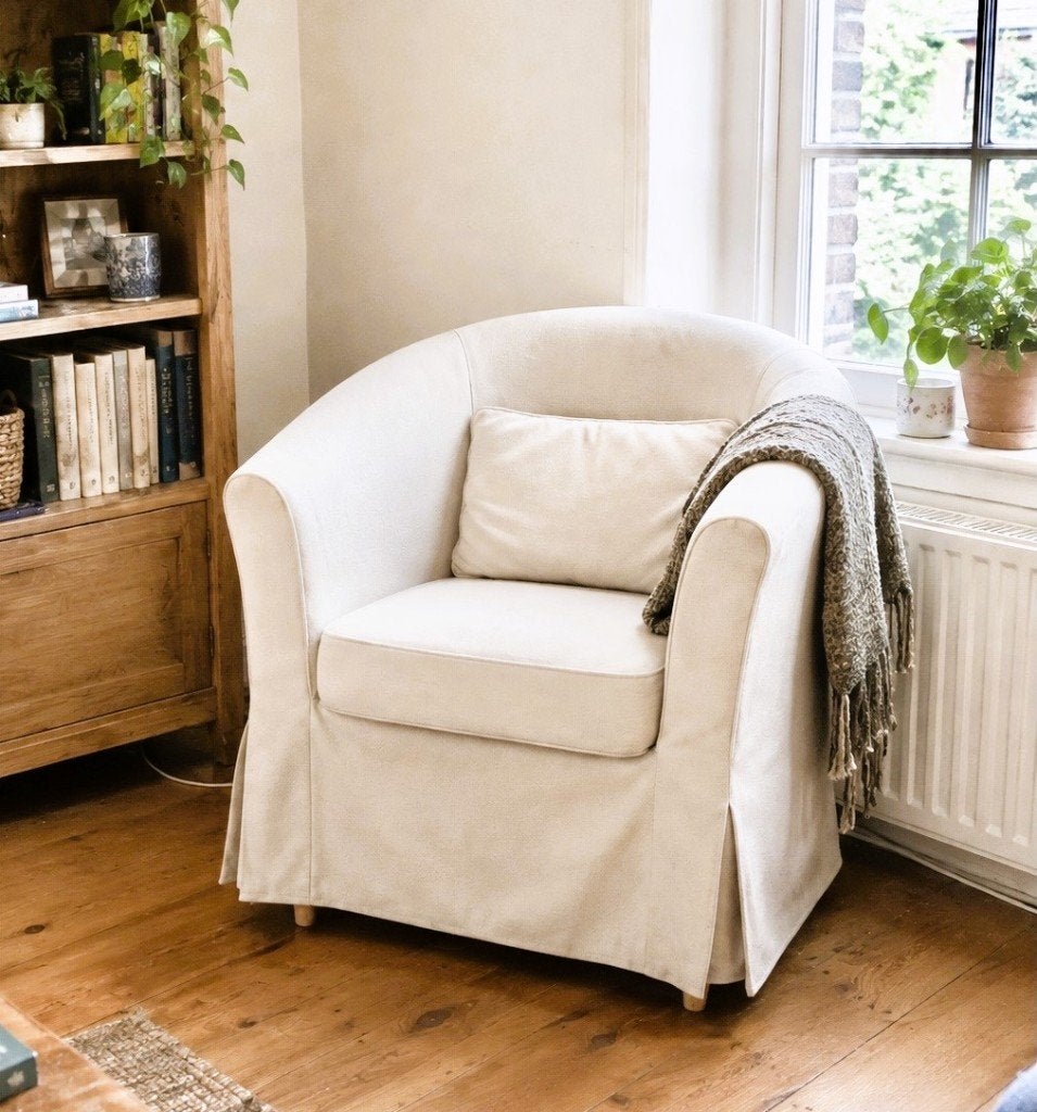 Witte overtrek voor Tullsta fauteuil van IKEA, Ophalen of Verzenden, Zo goed als nieuw