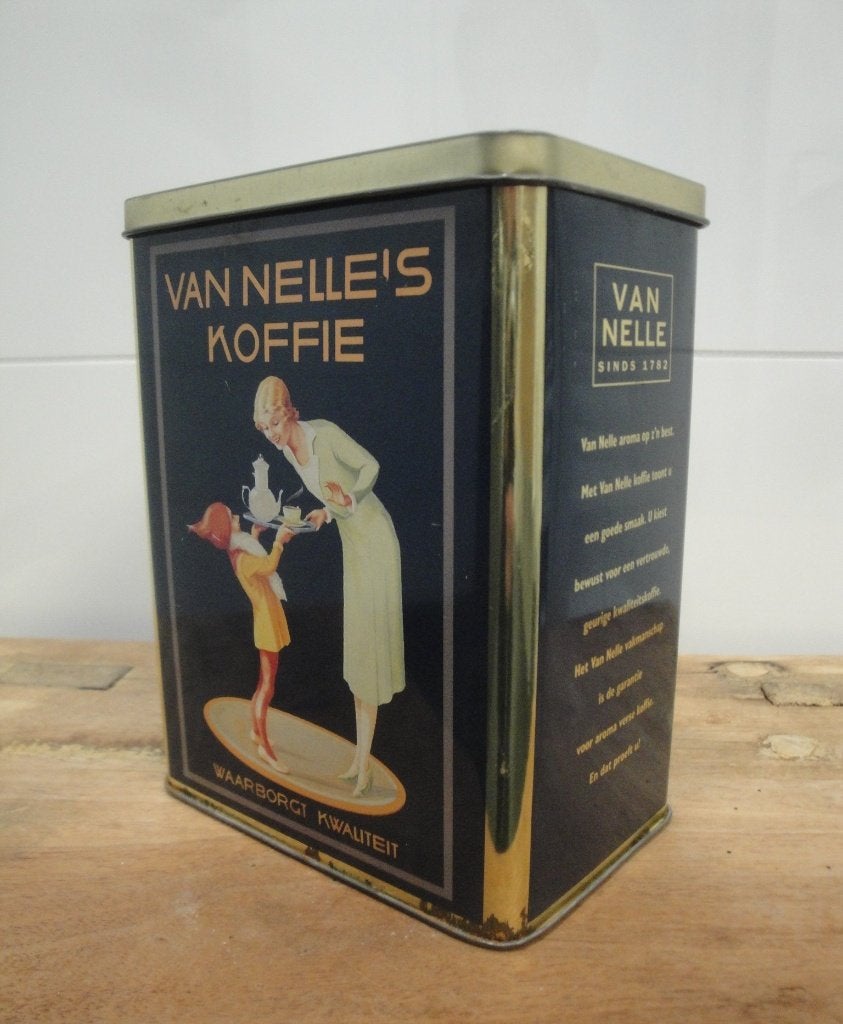 VINTAGE "VAN NELLE" KOFFIEBLIK, Gebruikt, Ophalen of Verzenden, Voorraadpot, Metaal