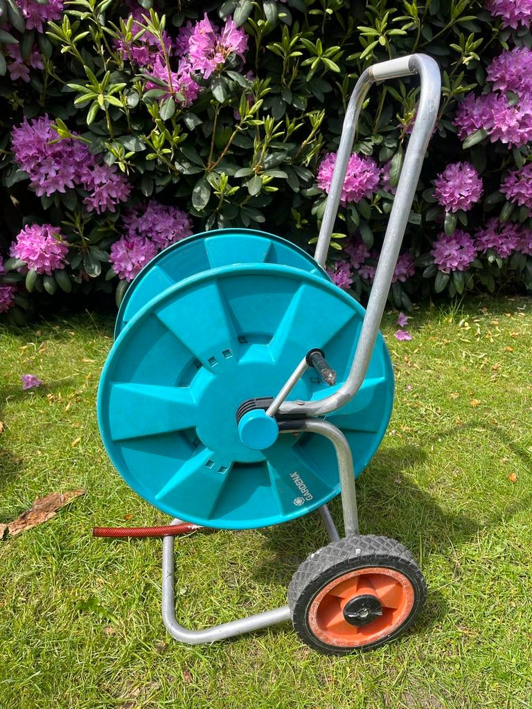 Gardena Slangenwagen met 15 mtr. tuinslang, Ophalen, Gebruikt, Tuinslanghaspel
