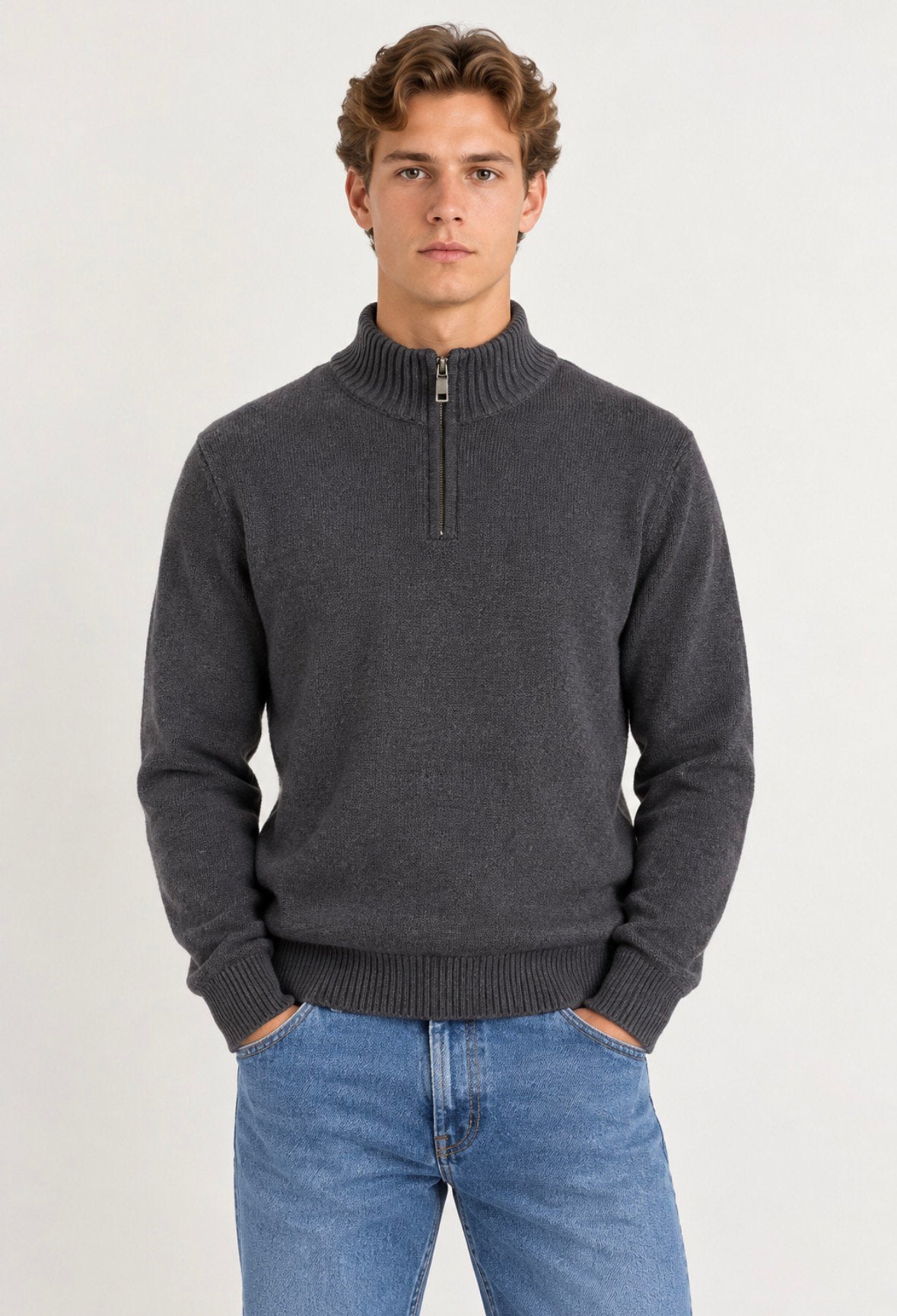 Eddie Bauer vintage grijze half-zip trui, Ophalen of Verzenden, Zo goed als nieuw, Maat 52/54 (L), Grijs