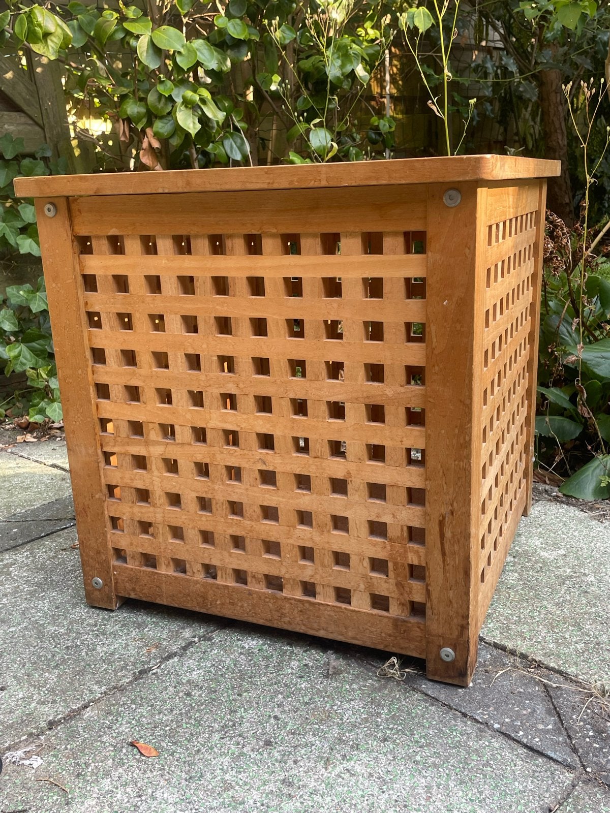 Kubus opbergtafel van hout, ca. 50x50x50cm, Huis en Inrichting, Tafels | Bijzettafels, Minder dan 55 cm, Gebruikt, Vierkant, Hout