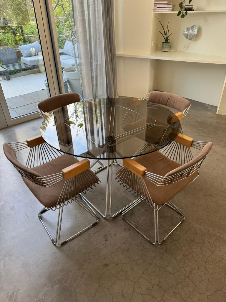 Design set Rudi Verelst (Delta) tafel + 4 stoelen tijdloos, Ophalen, Gebruikt