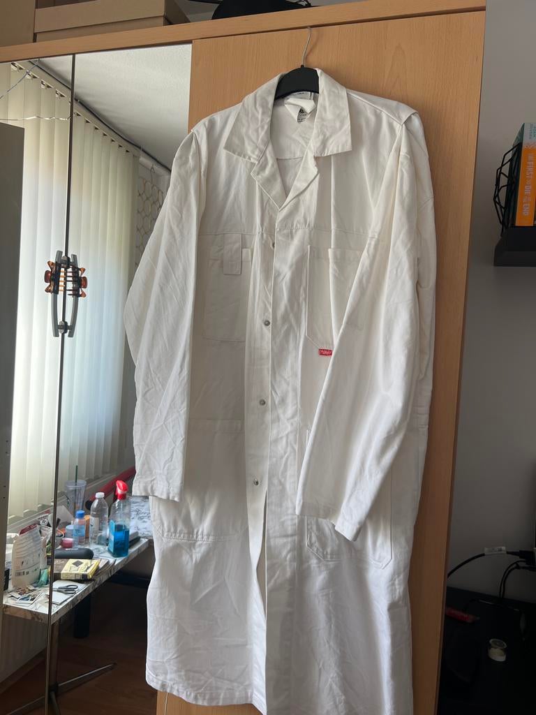 Witte Labjas / Werkjas Maat 54 (L), Kleding | Heren, Jassen | Zomer, Nieuw, Maat 52/54 (L), Wit, Ophalen of Verzenden