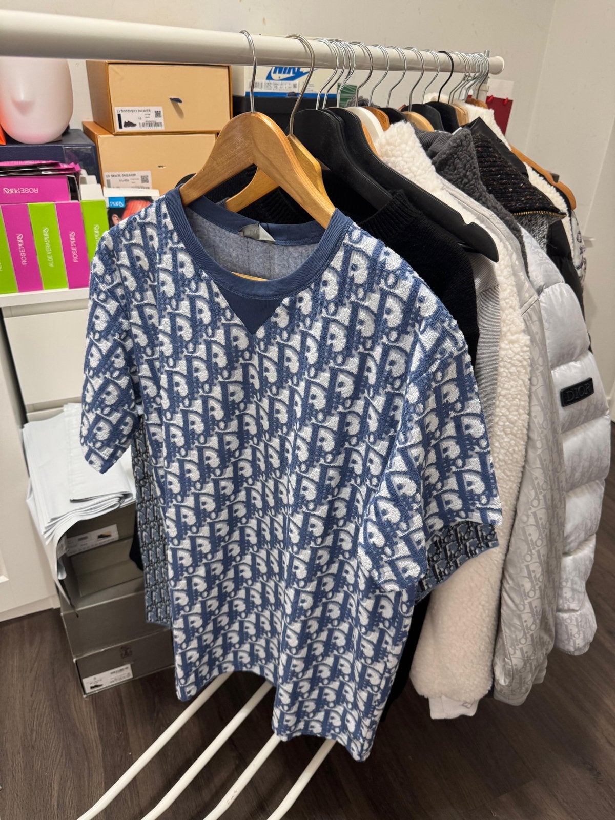 Dior Oblique jacquard T-shirt blauw, Kleding | Heren, Ophalen of Verzenden, Nieuw