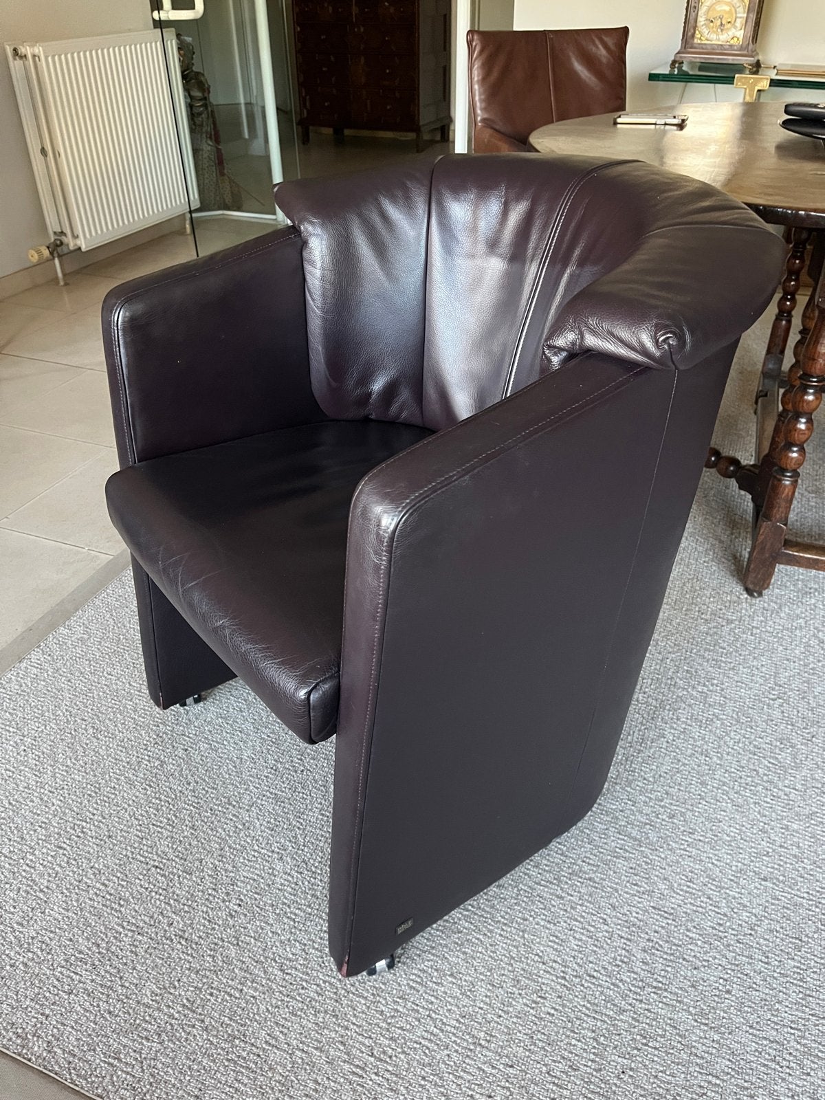 4 Leren Rolf Benz Fauteuils op Wieltjes, Ophalen, Gebruikt, Leer