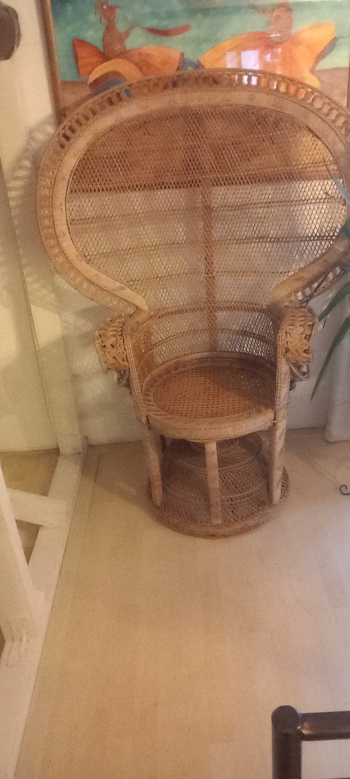 Vintage rieten pauwenstoel, Ophalen of Verzenden