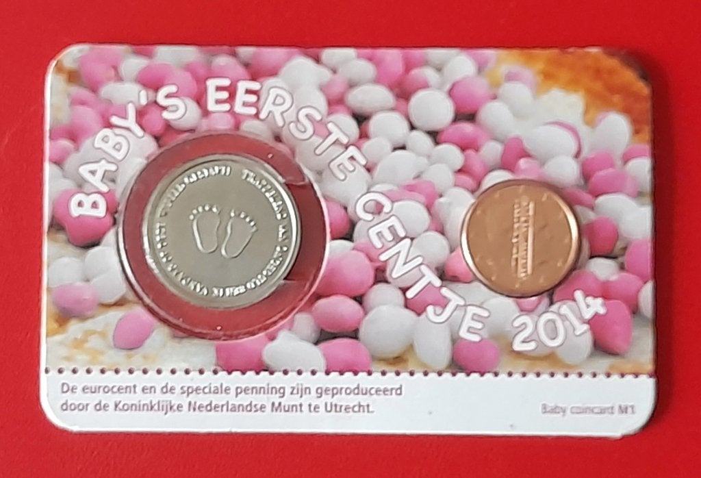 coincard Nederland 2014 Baby's eerste centje voor meisje, Ophalen of Verzenden, Koningin Beatrix, Euro's, Setje