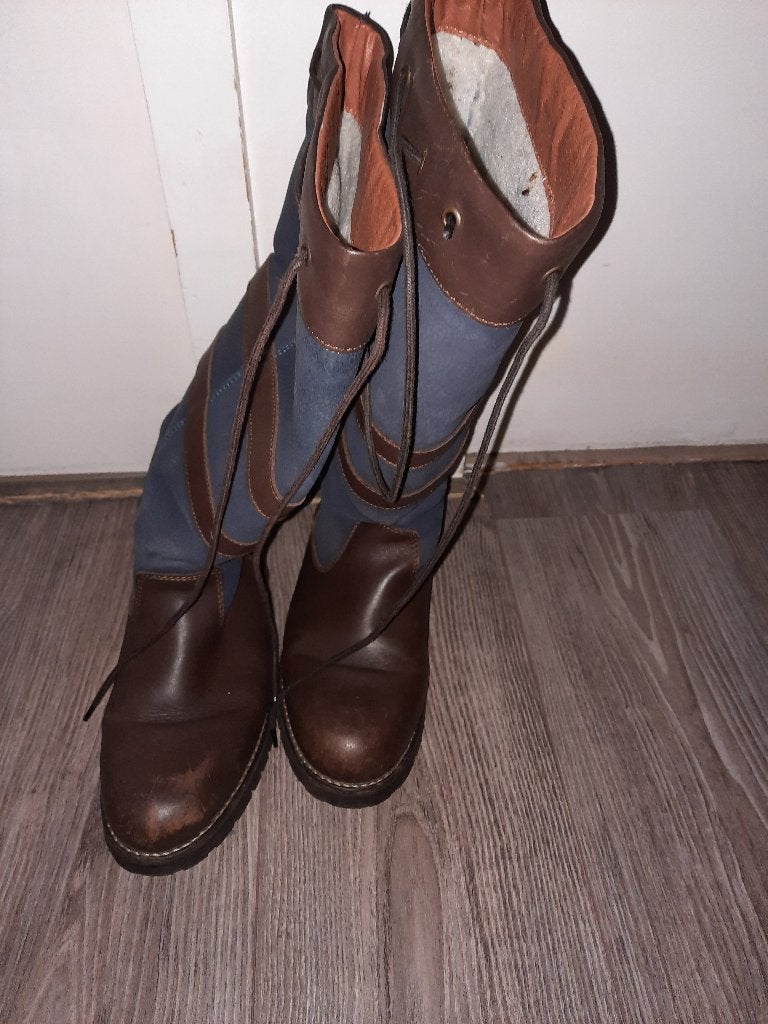 Dames Larsen, Hoge laarzen, Blauw, Ophalen of Verzenden, Zo goed als nieuw