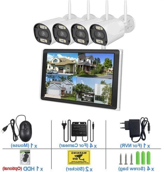 Beveiligingscamerasysteem - Draadloos - 3MP - 8CH NVR en 10., Corvance B.V., Verzenden, Nieuw, Corvancebol@gmail.com
