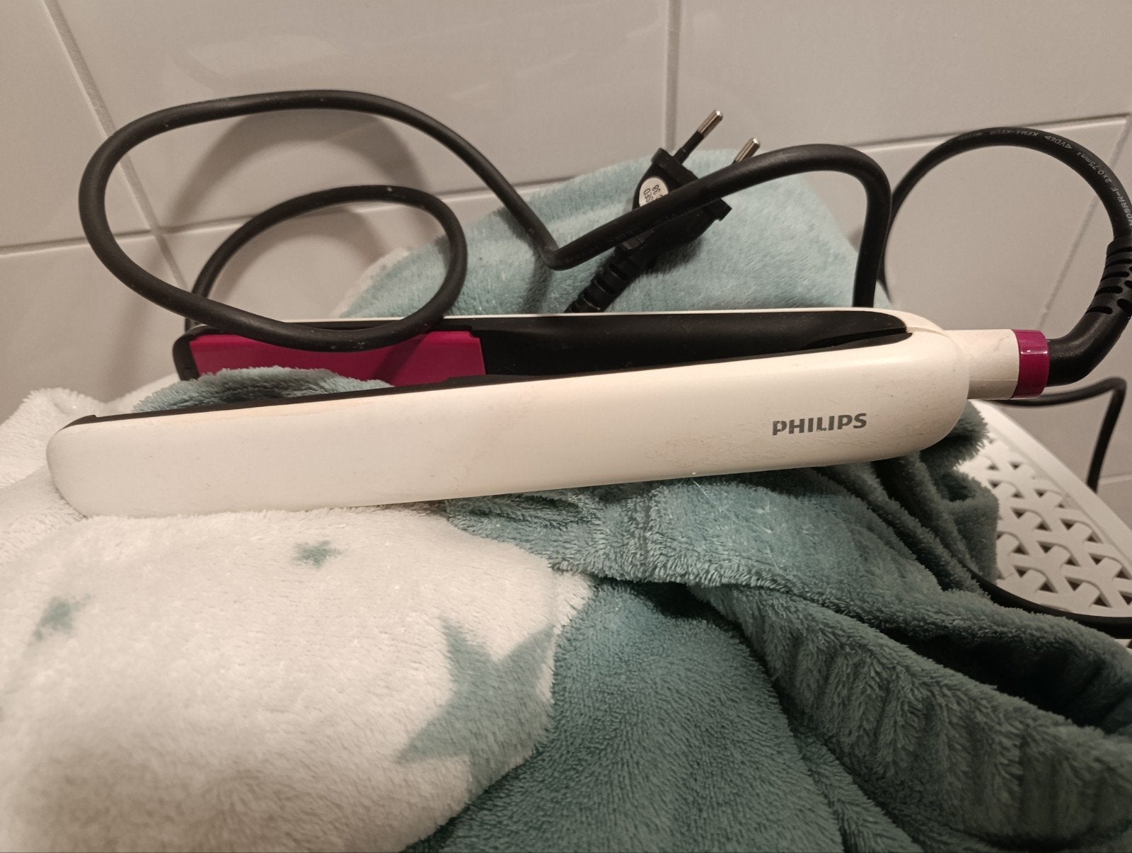 Philips stijltang - Wit/Paars, Ophalen of Verzenden, Gebruikt, Haarverzorging