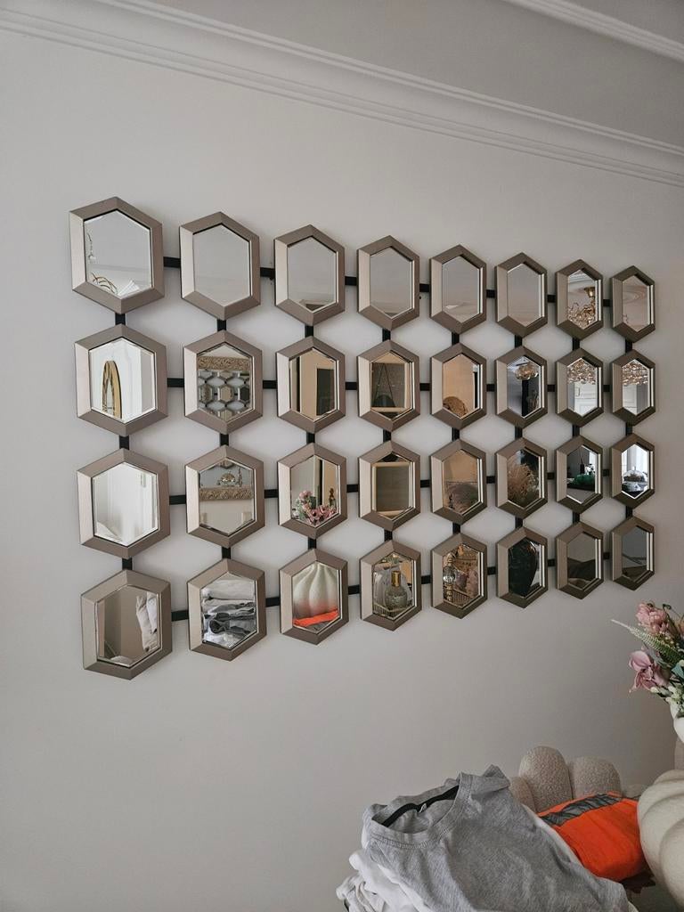 Wandspiegel met honingraatvormige spiegels, Ophalen, Rechthoekig, Minder dan 50 cm, Minder dan 100 cm