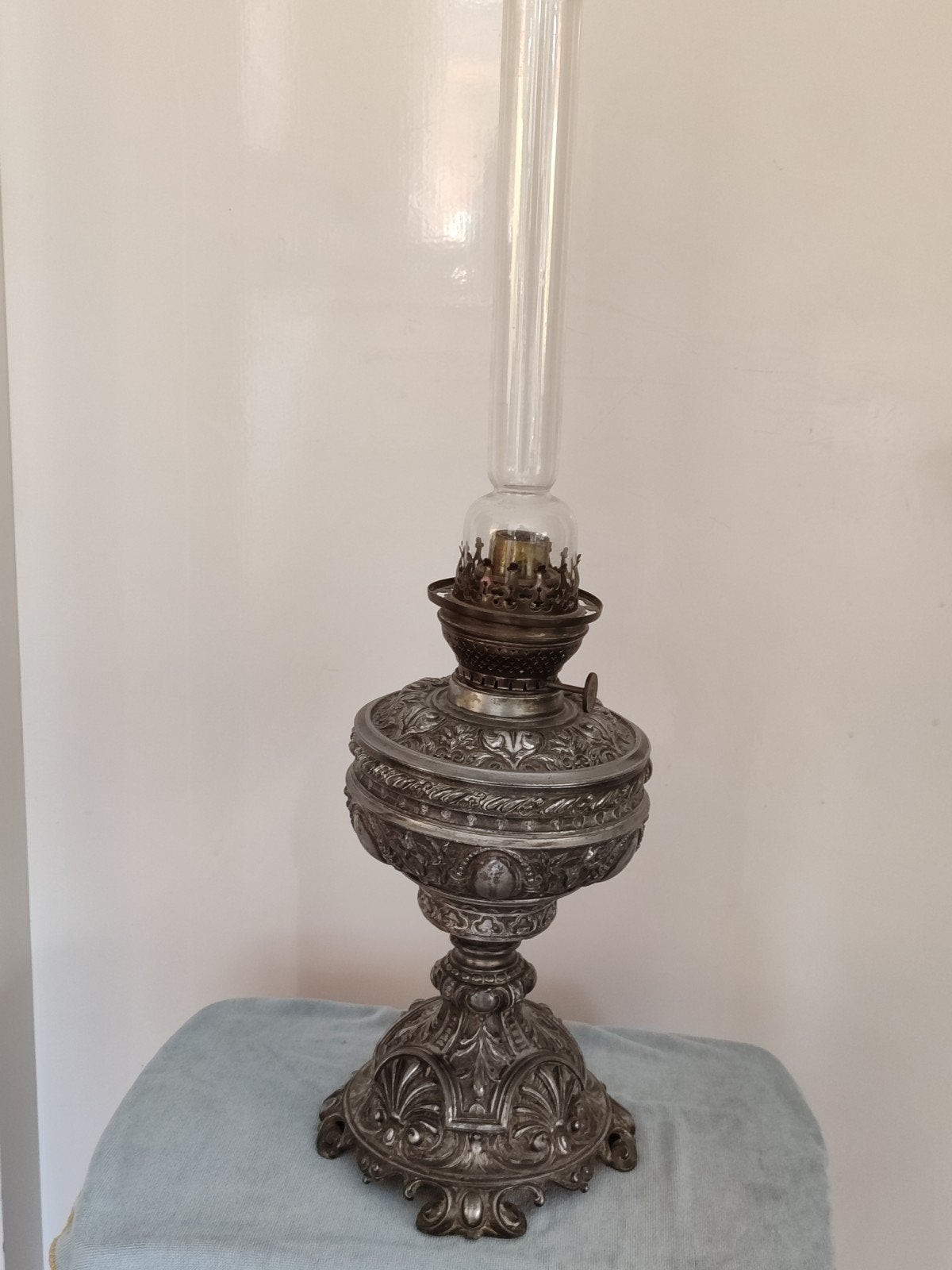 antiek olielamp barok stijl 1880, Ophalen of Verzenden