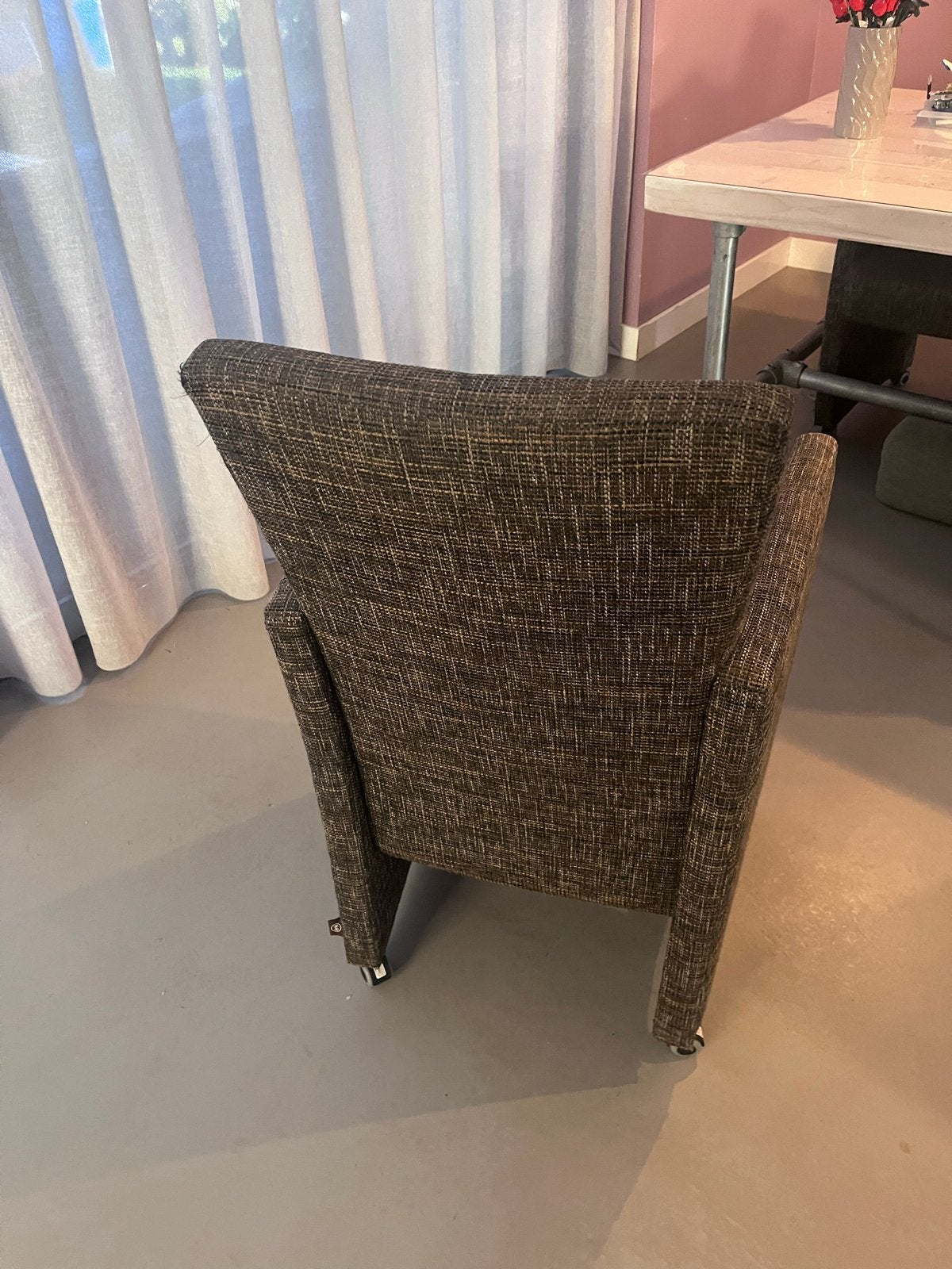 6 Henders en Hazel stoelen op wieltjes, Gebruikt, Bruin, Ophalen of Verzenden, Stof