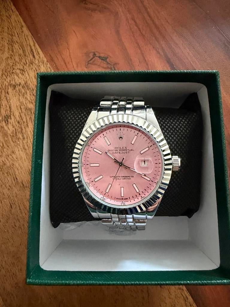 Rolex Date Just Roze, Sieraden, Tassen en Uiterlijk, Horloges | Dames, Zo goed als nieuw, Polshorloge, Overige merken, Staal, Staal