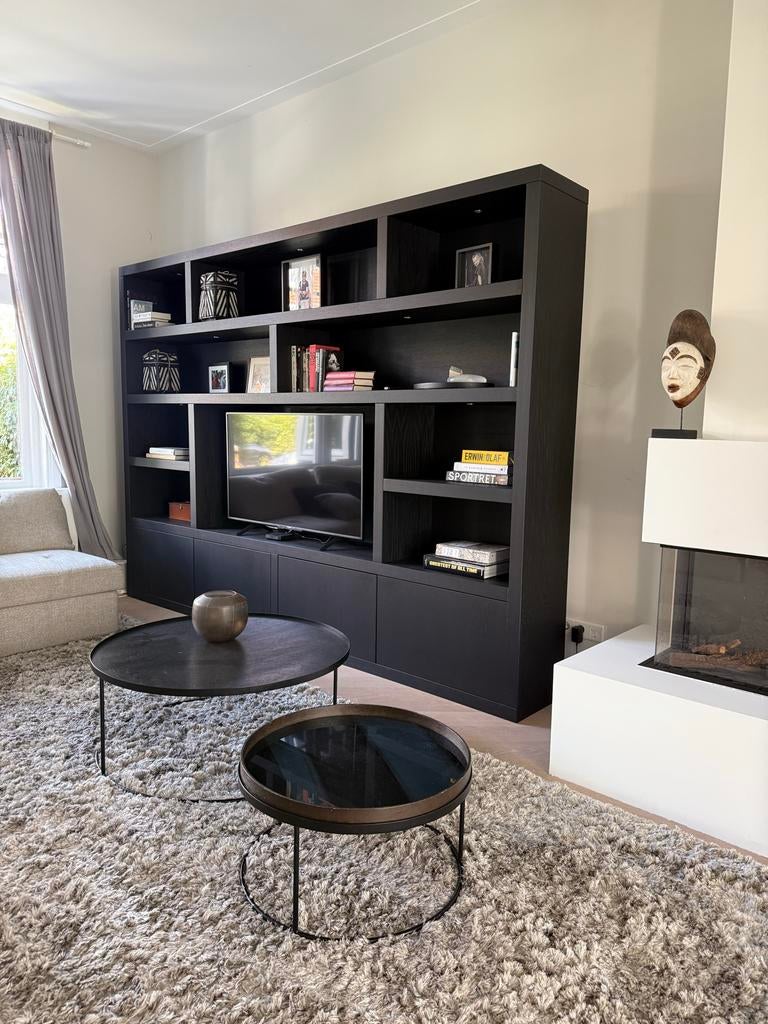 Design vakkenkast (tv en boekenkast) met verlichting, Huis en Inrichting, Kasten | Televisiemeubels, Ophalen, Gebruikt, 200 cm of meer