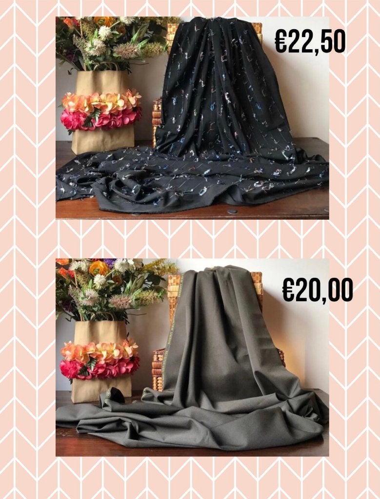 Lap stof groen 1 caberdine - 2 zwart, Hobby en Vrije tijd, Stoffen en Lappen, 120 cm of meer, Zwart, Nieuw, Ophalen of Verzenden