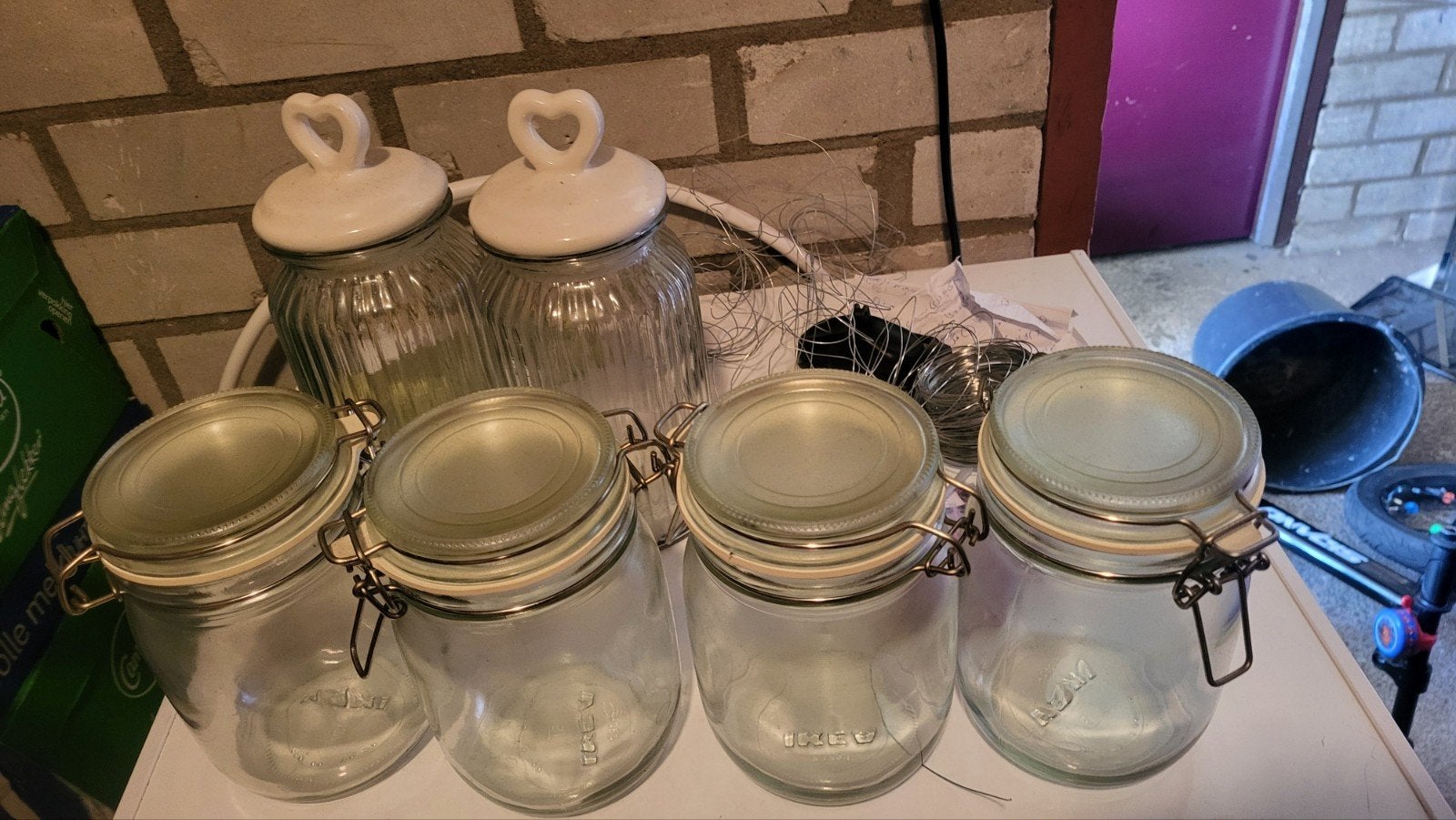 Glazen voorraadpotten met deksel (6 stuks), Voorraadpot, Ophalen, Gebruikt, Glas