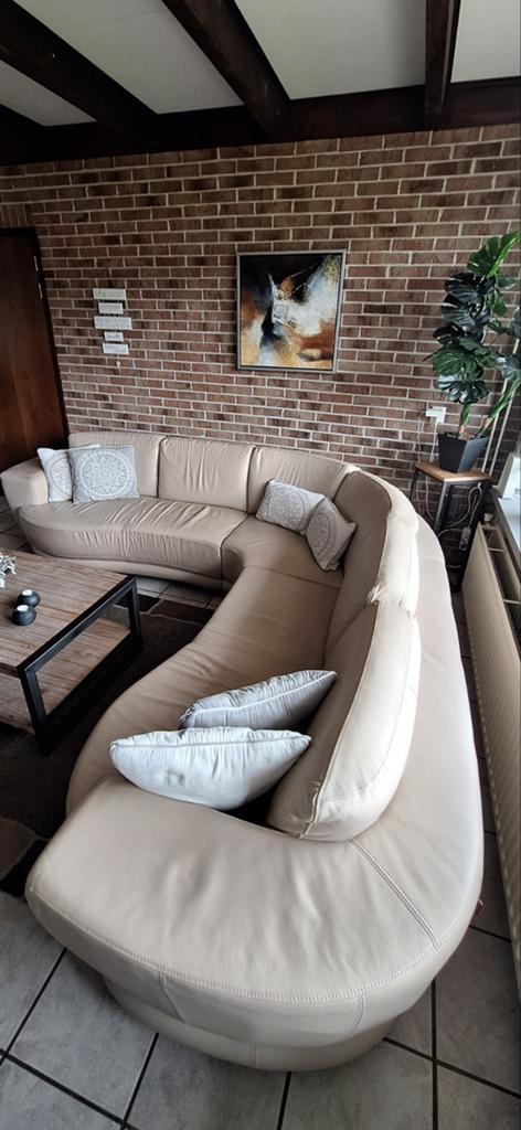 Leren Hoekbank - Crèmekleurig en Comfortabel, Modern, Comfortabel, 100 tot 125 cm, Hoekbank, 300 cm of meer