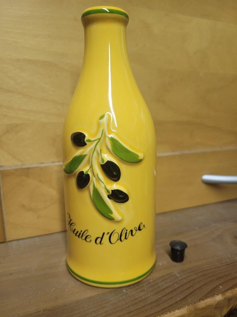 Revol Porseleinen Olijfolie Fles - okergeel met Olijftak, Ophalen of Verzenden